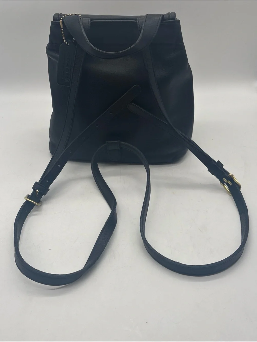 Vtg Coach Bantam Convertible Black Leather Mini Bag Backpack Gold Buckle  4152